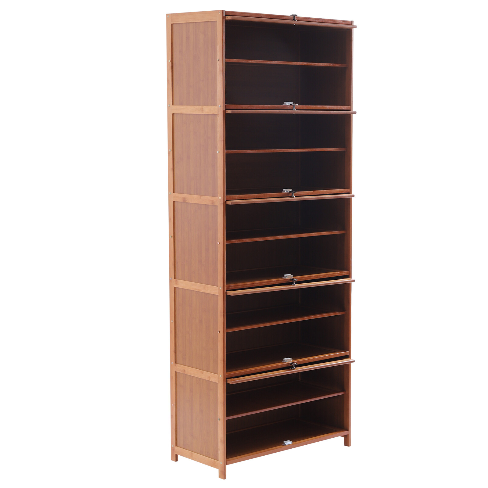 10 Tier 30 Pairs Shoe Cabinet with Doors Wood Stand Shoe Organizer for Entryway