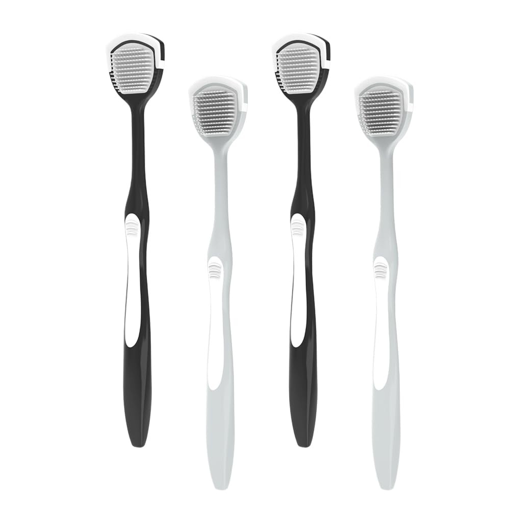4 Pack Tongue Cleaner Brush Helps Fight Bad Breath for Oral Hygiene