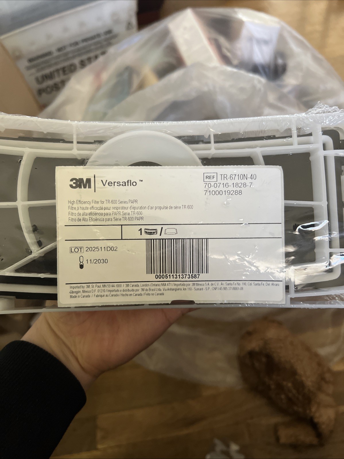 3M Versaflo High Efficiency Filter TR-6710N TR-600 Series EXP:  11/30