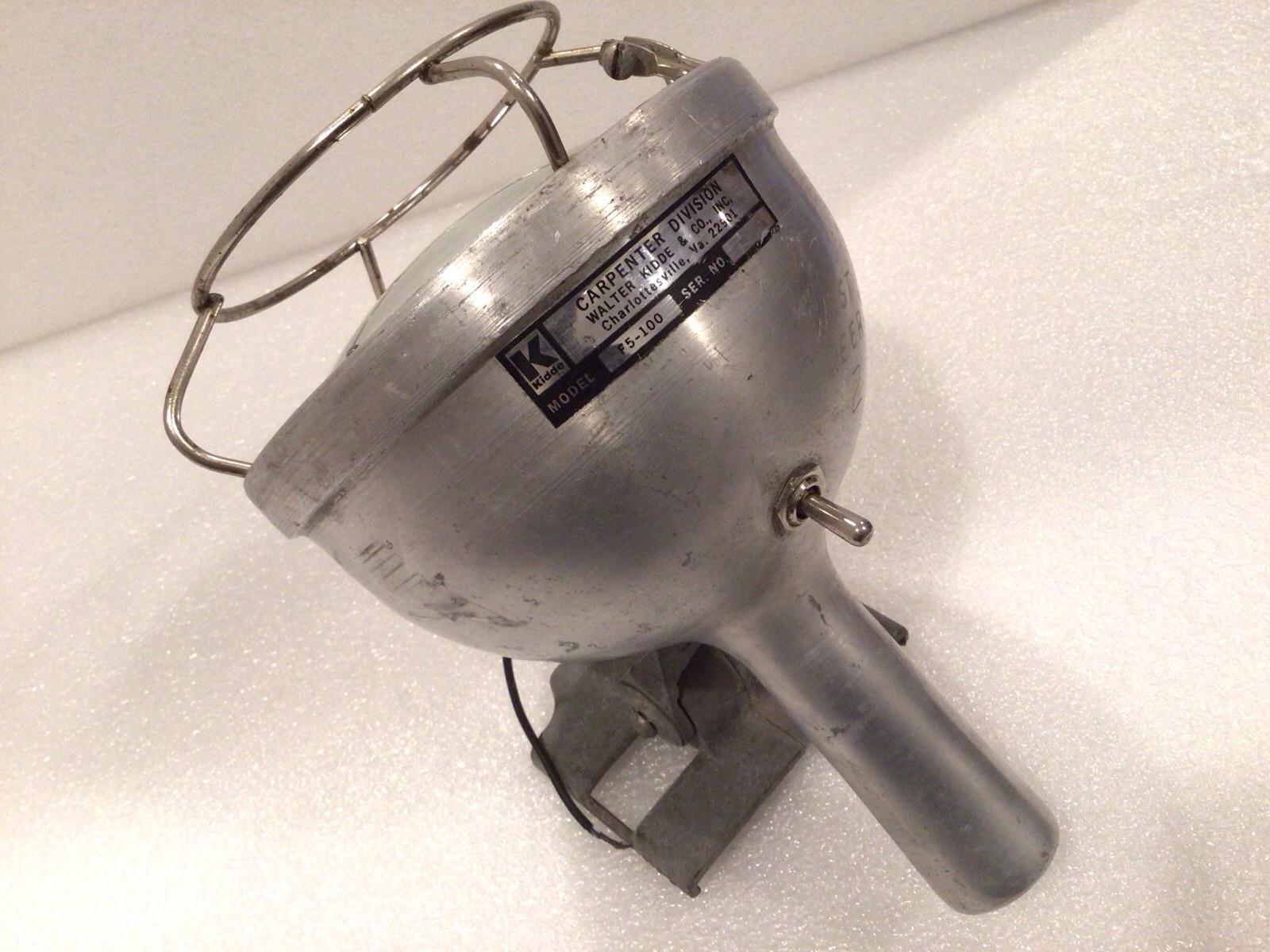 Vintage Carpenter Light Walter Kidde & Co. Inc. F5-100 Lamp Light