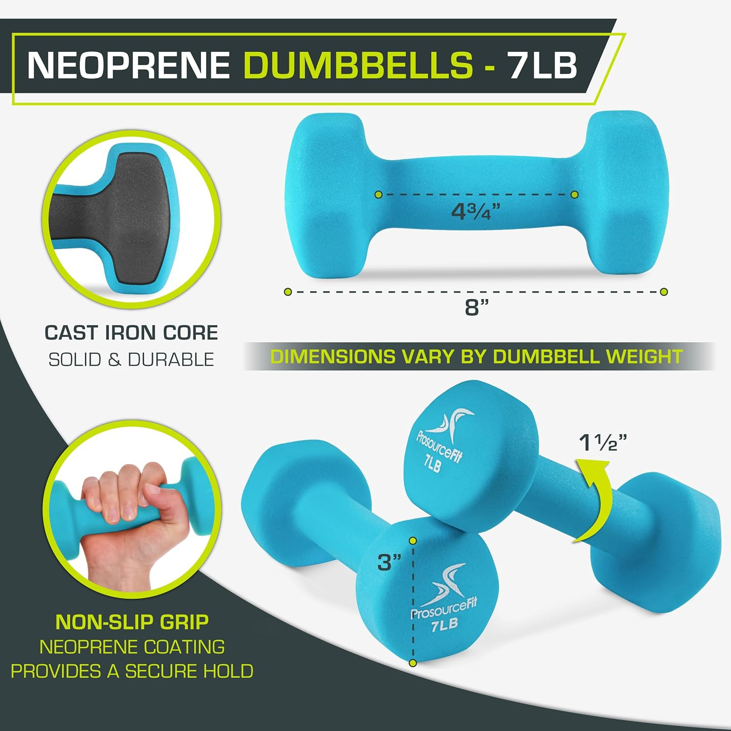 Neoprene Dumbbell Coated for Non-Slip Grip