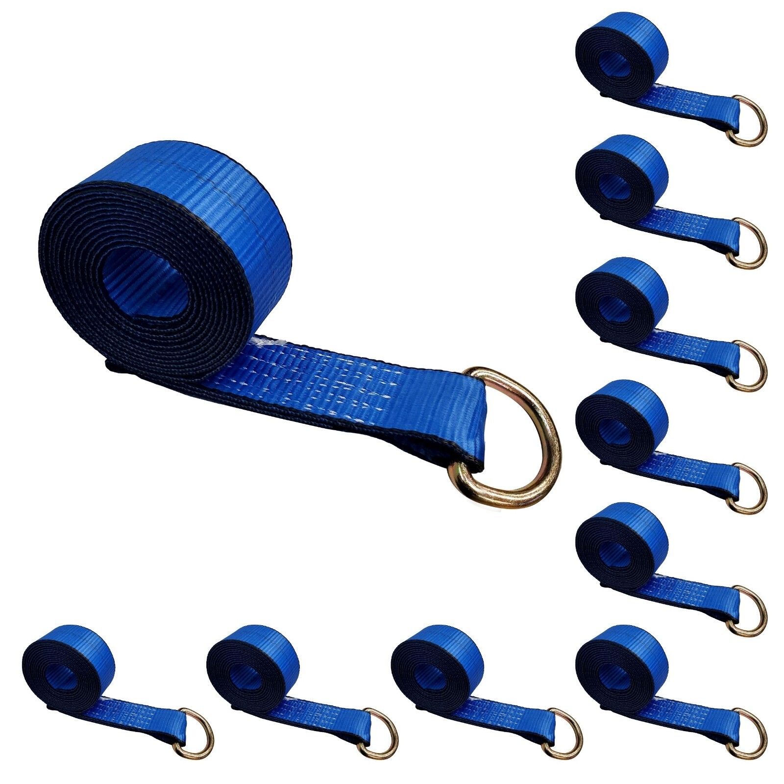 10 Pack 2" x 10' Lasso Strap w/ D Ring Auto Tie Down for Tow Truck Wheel Lift