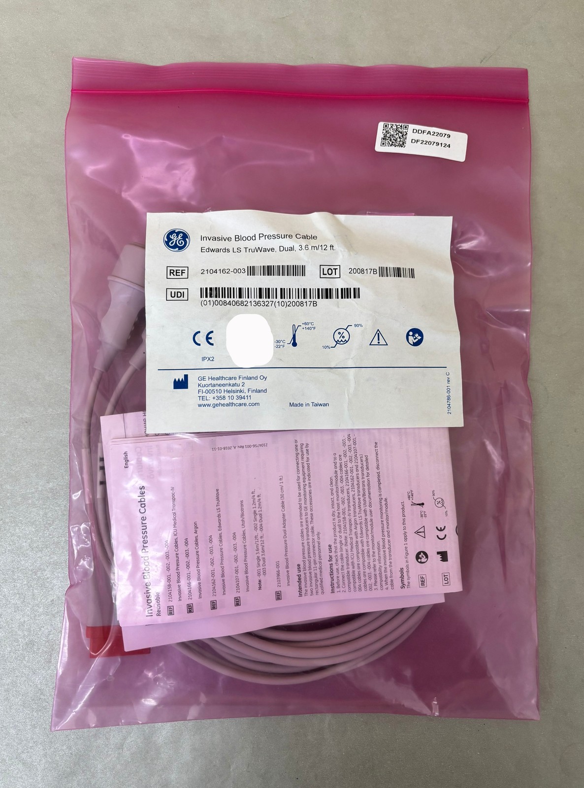 GE Healthcare 2104162-003 Blood Pressure Cable 3.6m/12 ft