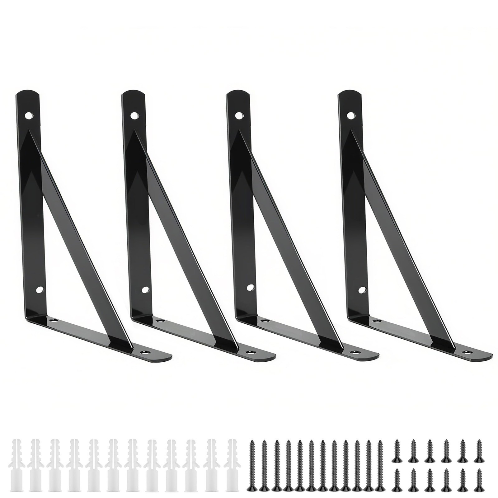 4 Pack L 6" x H 4" Heavy Duty Shelf Brackets with Screws Open Floating Shelvi...