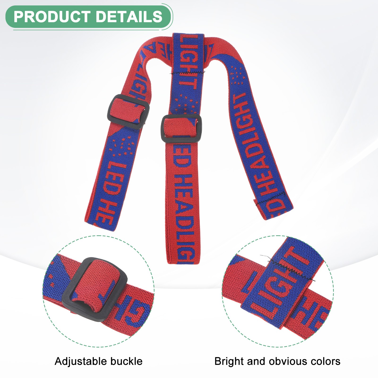 3-Pack Headlamp Strap Replacement Headband, High Elastic for Camping, Red Blue