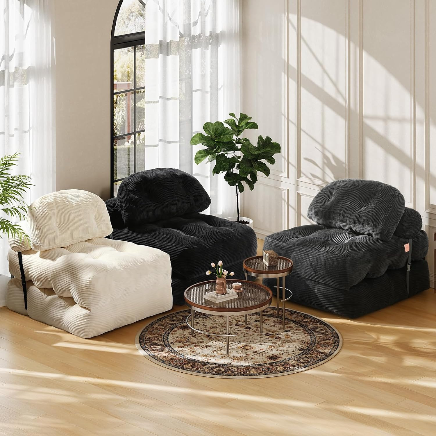 Folding Sofa Bed, Convertible Sleeper Chair with Back Support and Pillow Futon,B