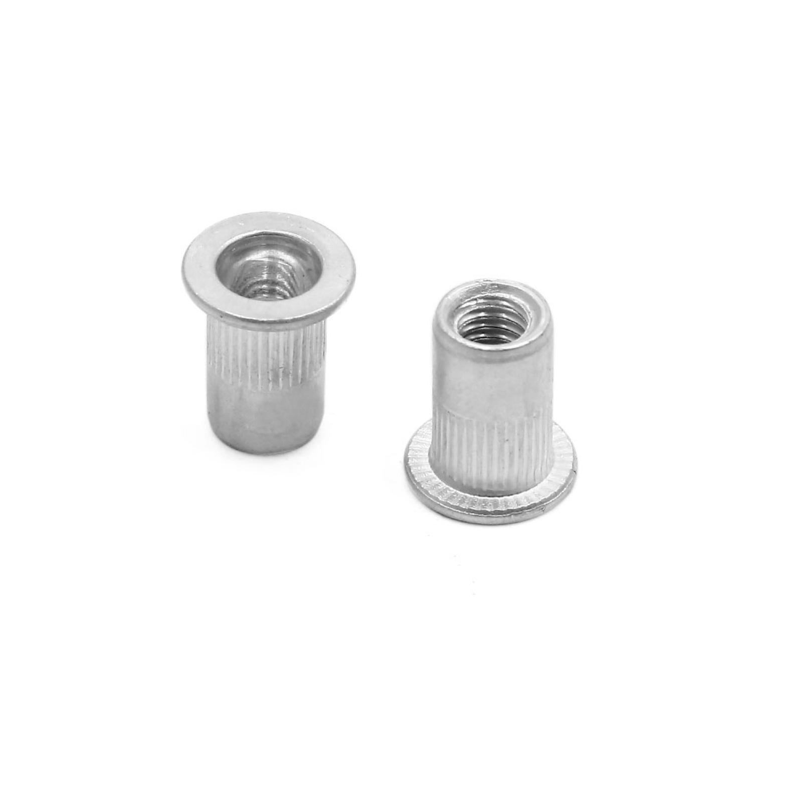 60pcs M6 Silver Tone Flat Head Rivet Nut Insert for Car Vehicle