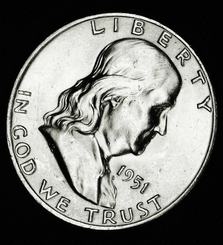 1951-d Franklin Half.100%Full Bell lines. BU  (Inventory A)