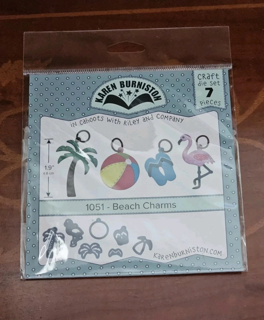 RARE KAREN BURNISTON METAL DIES BEACH CHARMS 1051 FLAMINGO PALM TREE FLIP FLOPS