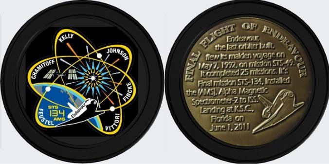STS-134 ENDEAVOUR FINAL FAREWELL FLIGHT TOKEN SPACE SHUTTLE NASA CREWED MISSION