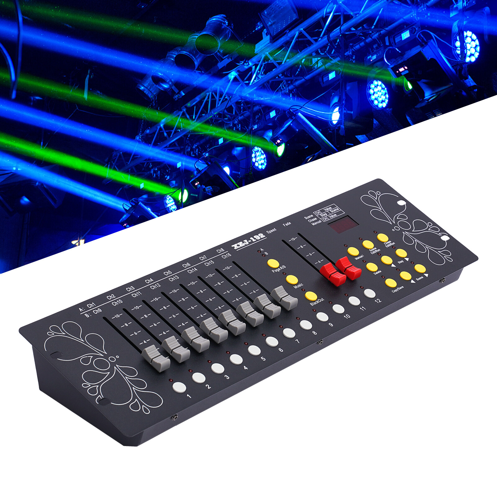DMX 192CH Lighting Controller Console, 110V US Plug, Stage DJ Party