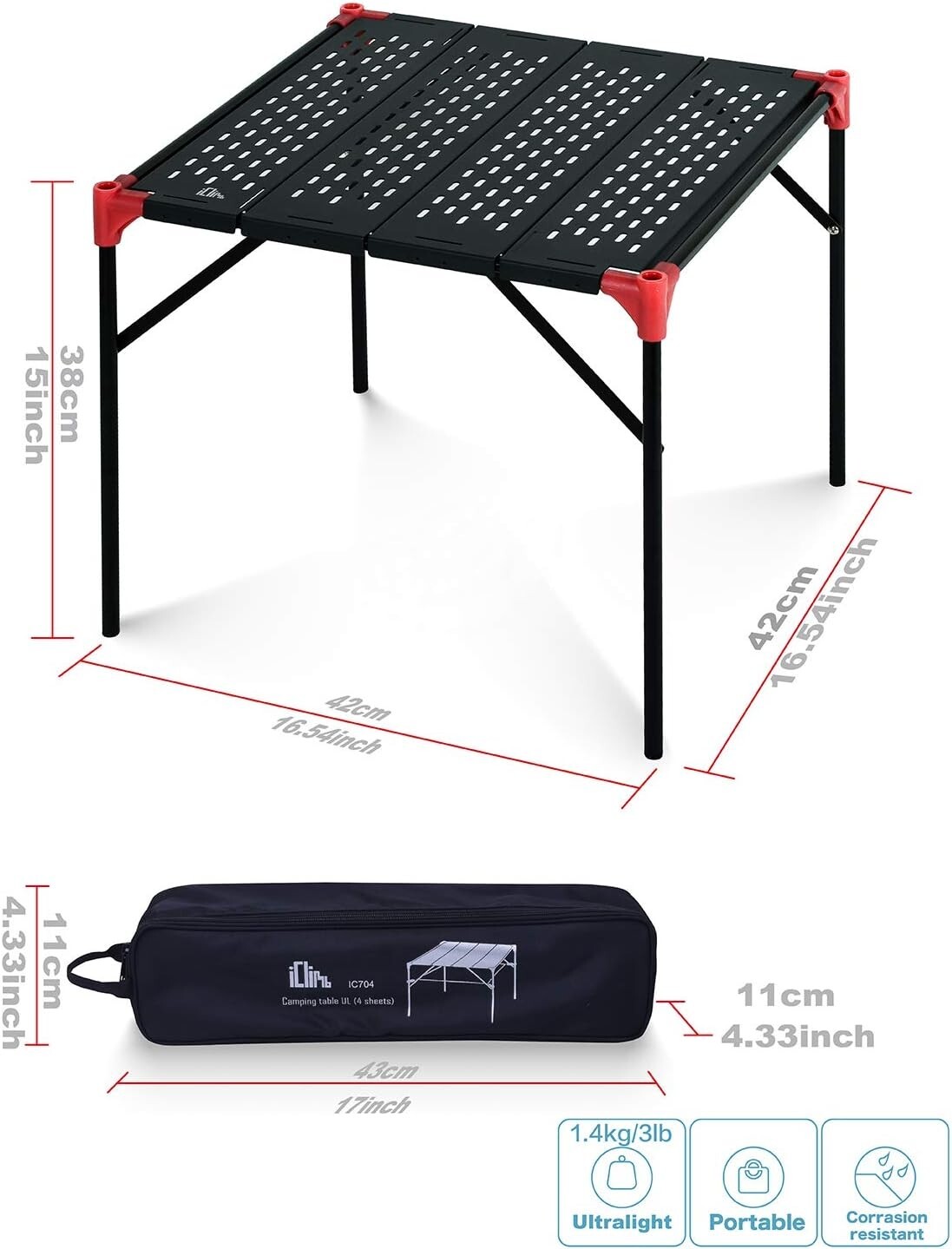 Large Tabletop Folding Table - Compact Aluminum Design for Beach & BBQ Parties