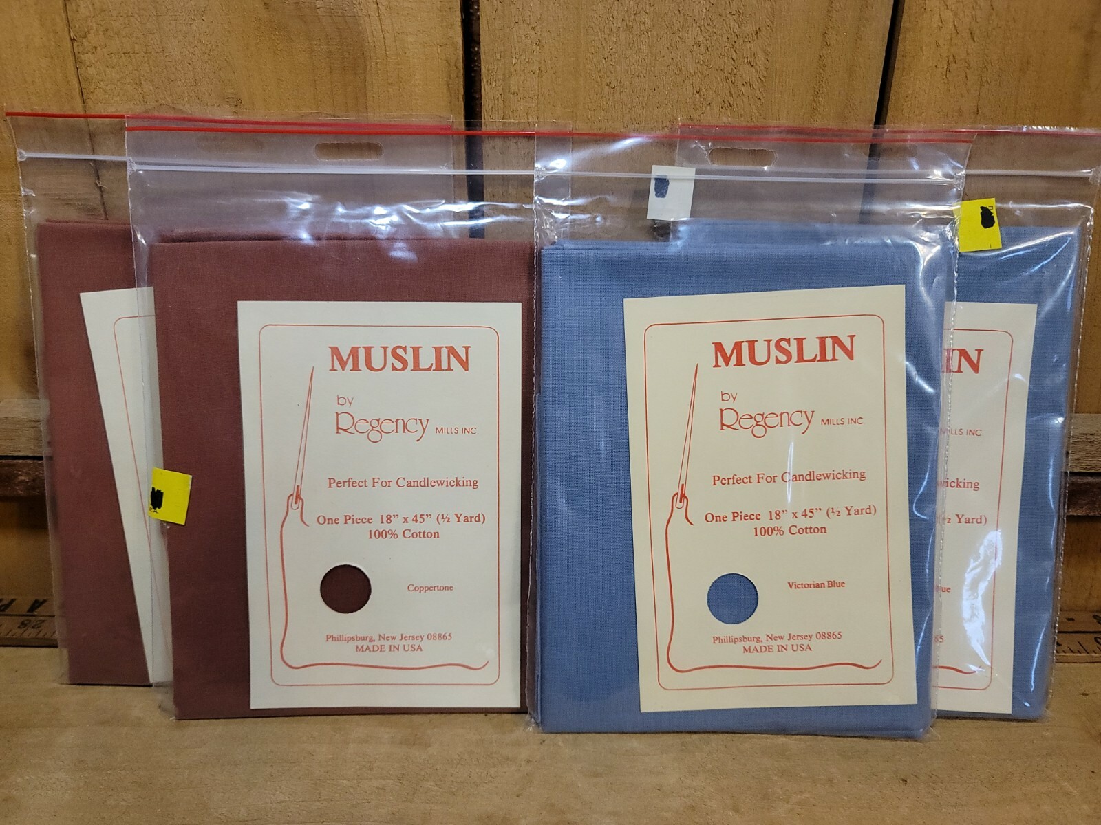 NEW Regency Mills Inc MUSLIN for Candlewicking 100% Cotton 1/2 yard Lot of 4