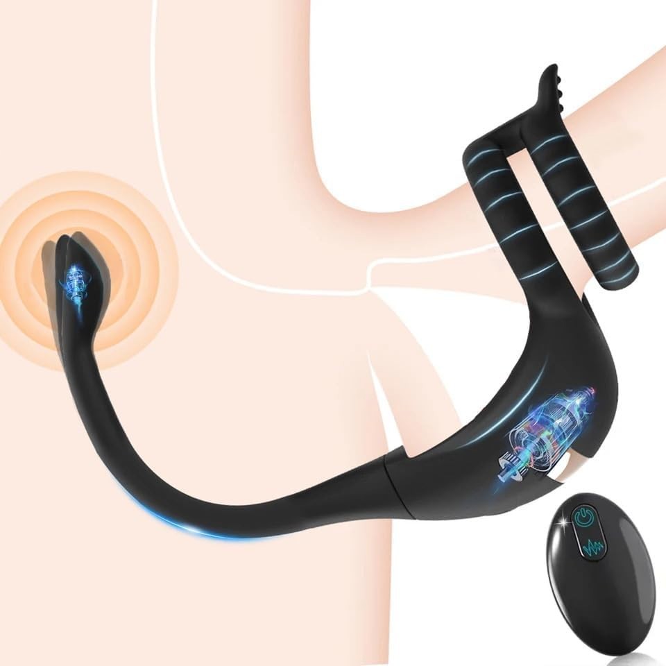 Men Penis Cock Ring Vibrator Anal G-spot Dildo Massager Sex Toys For Couple
