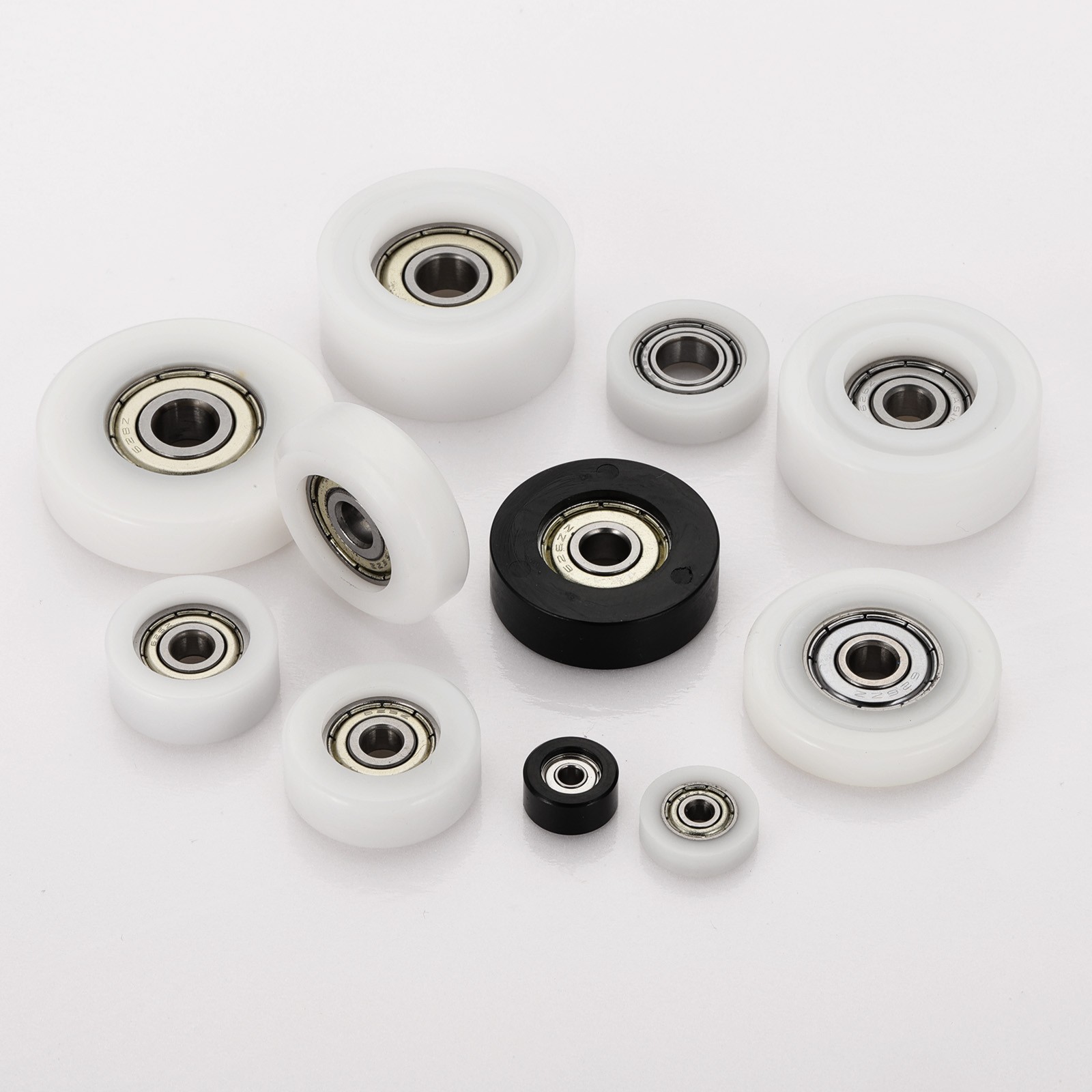 Roller Idler Bearing Pulley, 6 x 30 x 10mm Sliding Flat Wheel White Pack of 4