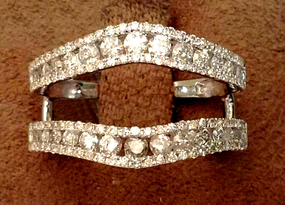 2Ct Round Cut Moissanite Wedding Enhancer Wrap Guard Ring 14k White Gold Plated