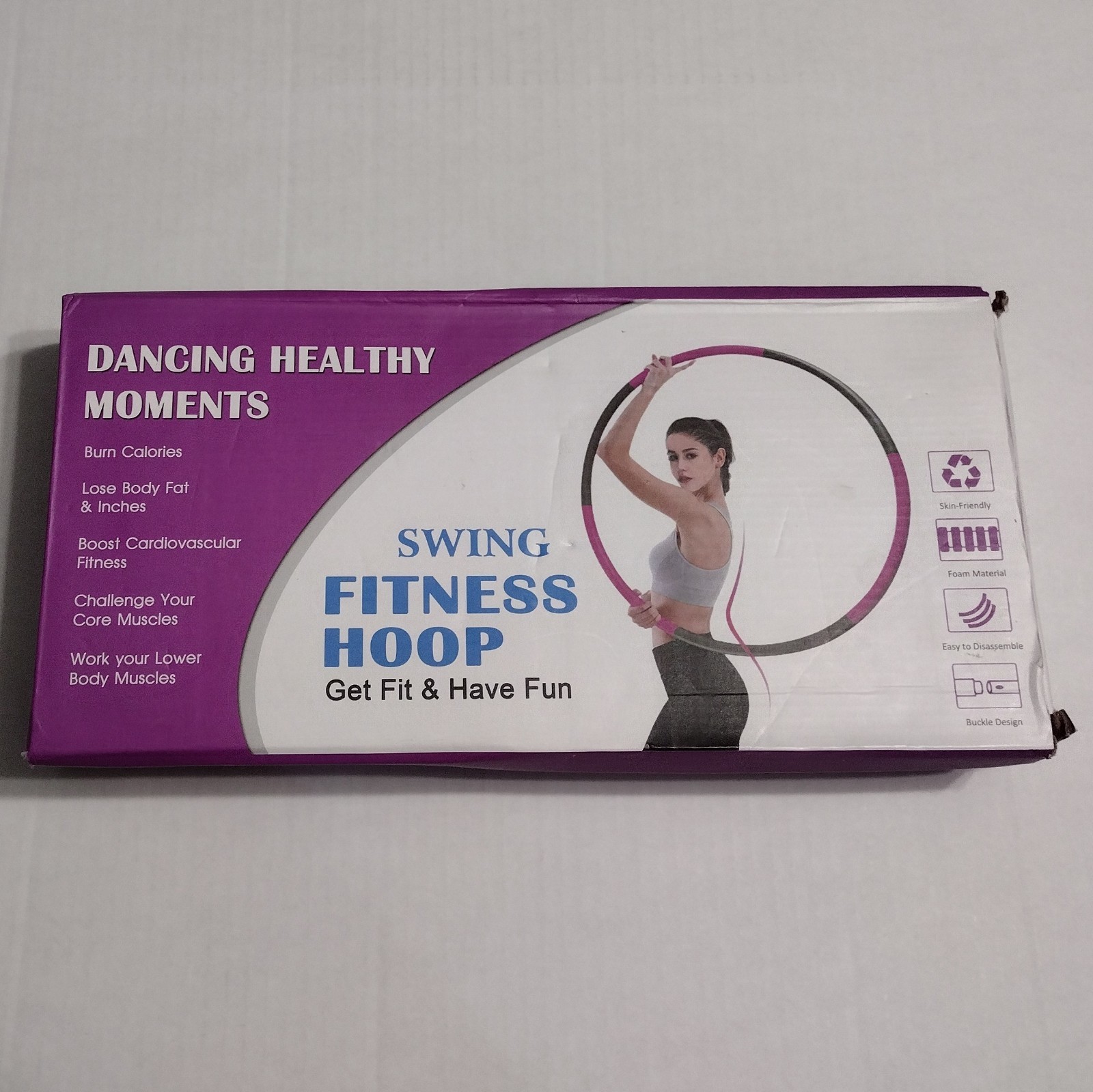 Swing Fitness Hoop Adjustable Hula Hoop Foam Padded Weight Loss Cardio Core NEW