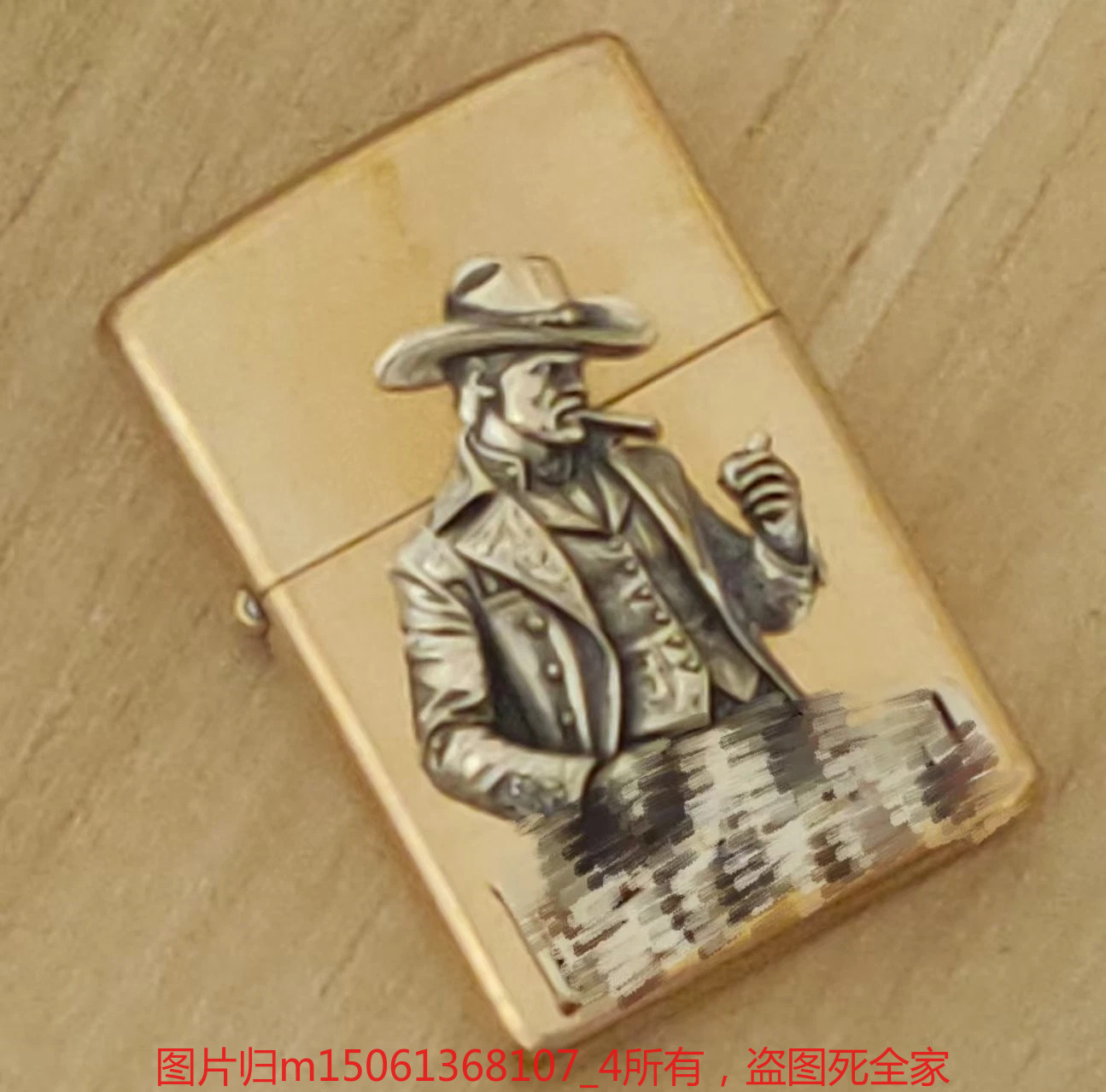 1 Piece Brass Smoking Cowboy Sticker DIY Lighter Accessories