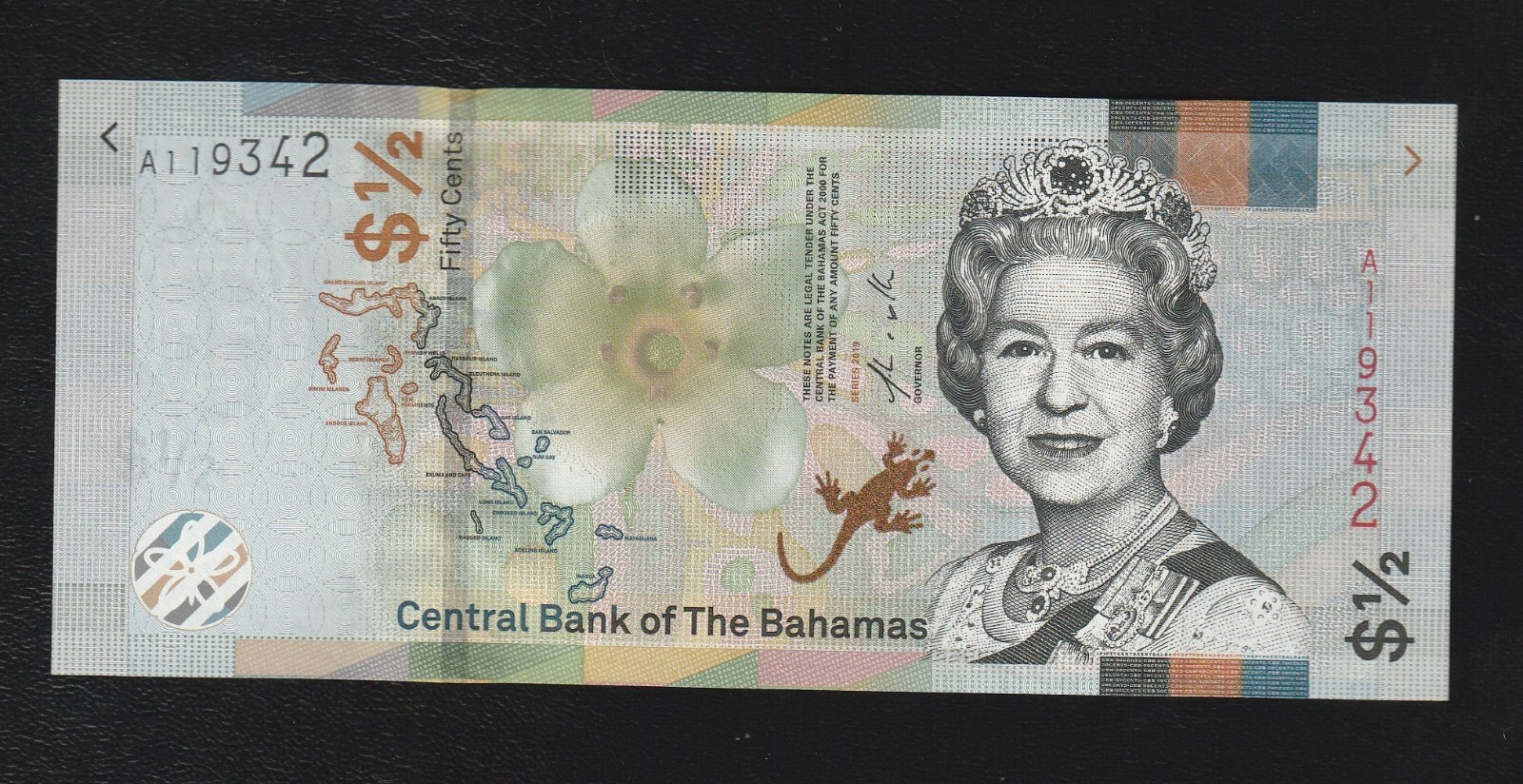 Bahamas, 0.50 Fifty Cents - 1/2 Dollar, 2019, P-76, UNC QE II Banknote