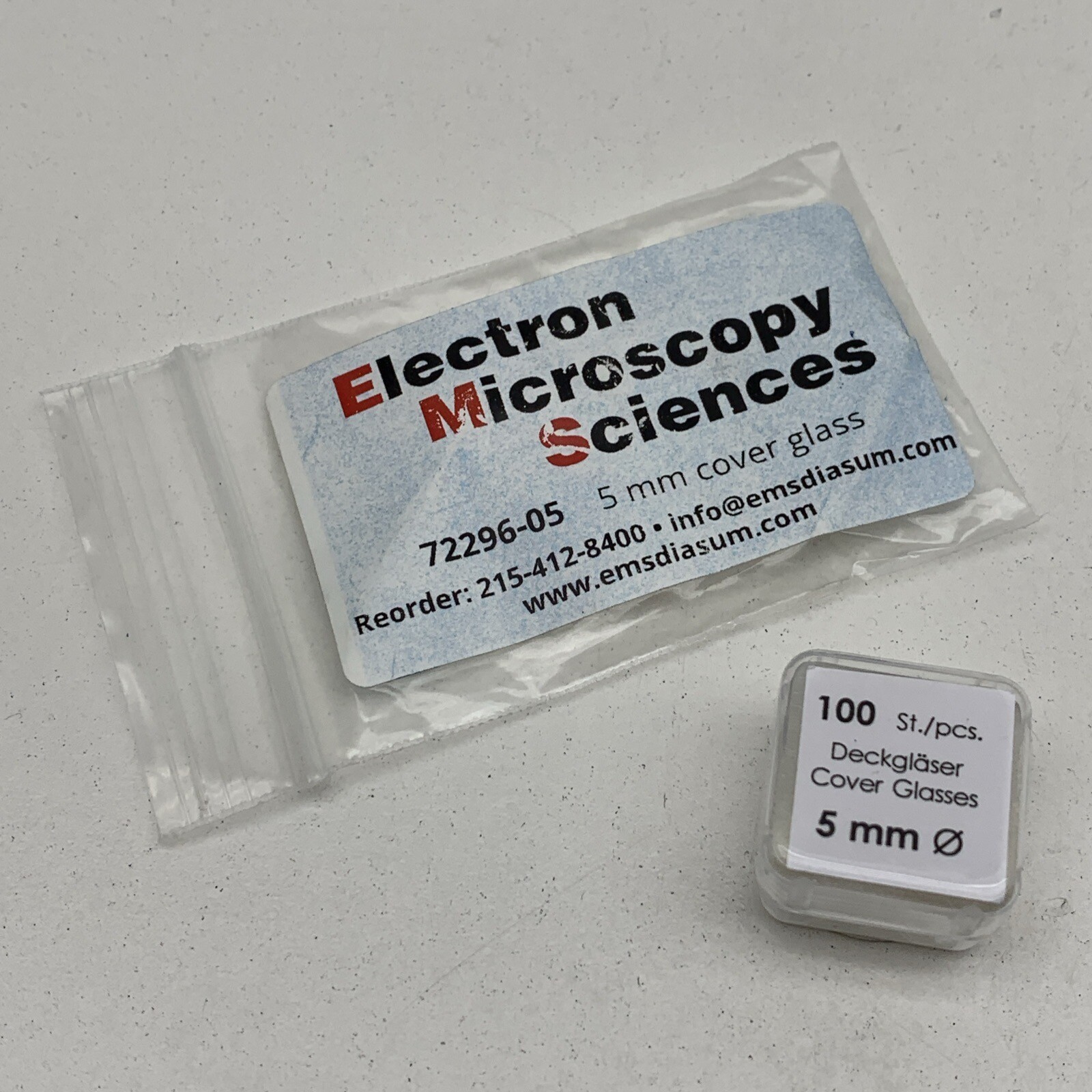 (~50) Electron Microscopy Sciences 72296-05 Round 5mm Cover Slips German Glass