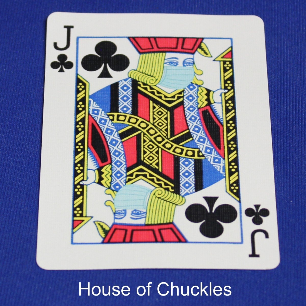 Covid Masked Jack of Clubs, Bicycle Printed Gaff Card, Red