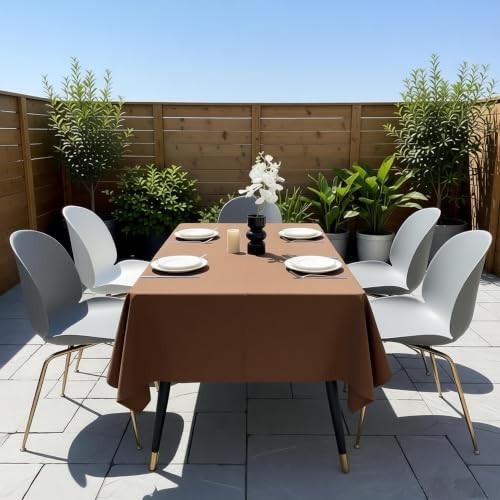 Elegant Rectangular Tablecloth, 100% Waterproof 70" x 52" (Rectangular) Brown