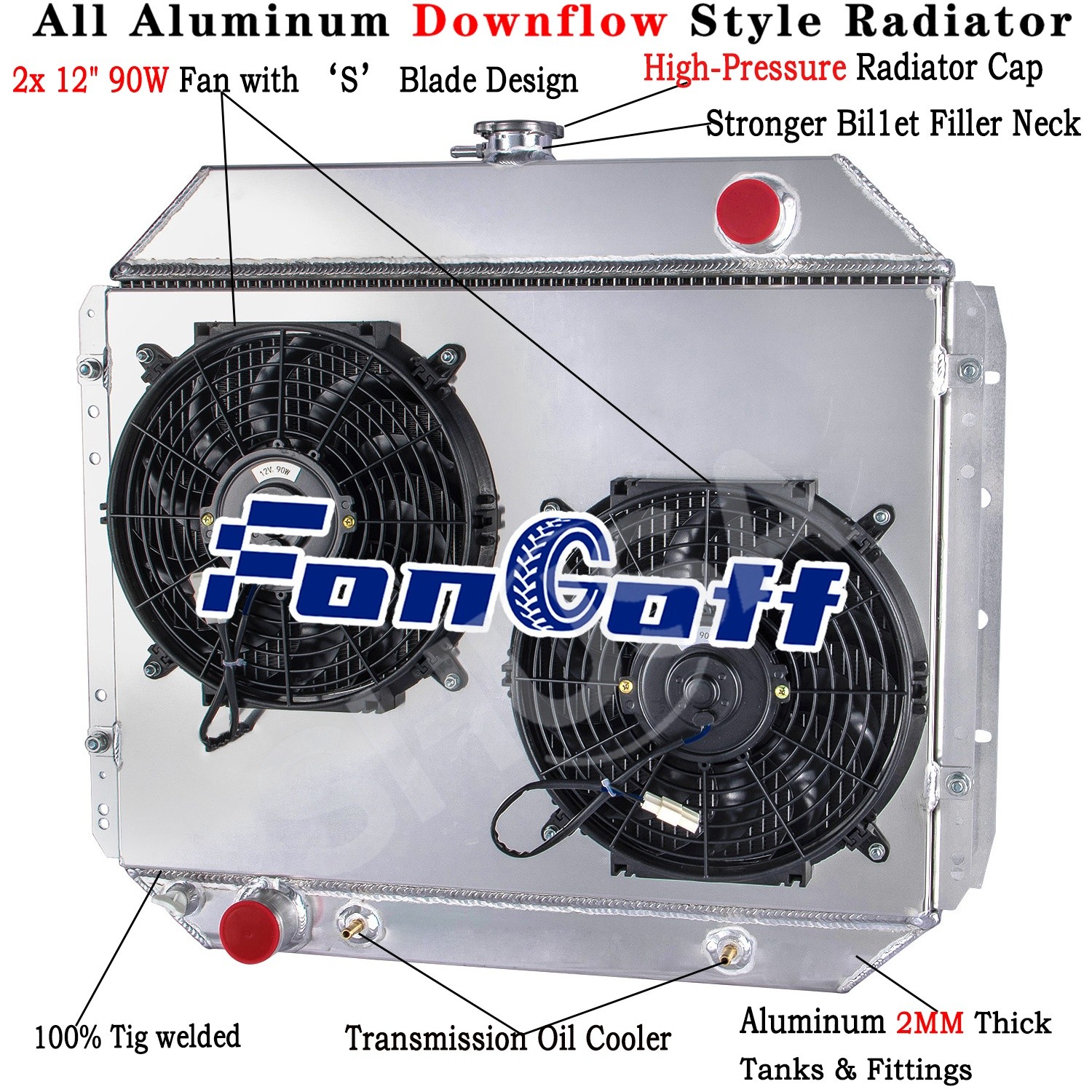 3 Row Radiator Shroud Fan For 66-1979 77 Ford F100 F150 F250 F350 Bronco Pickup