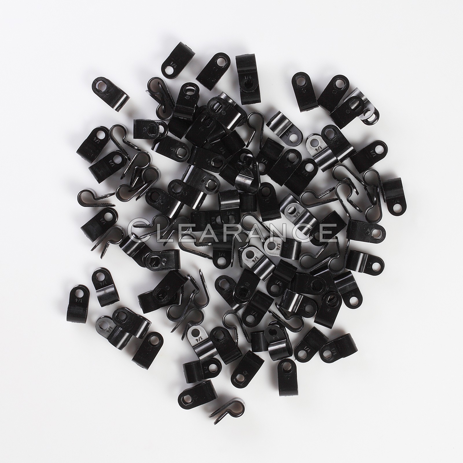 100 PACK 1/4" CABLE CLAMPS BLACK UV RESISTANT HOSE WIRE ELECTRICAL CC250