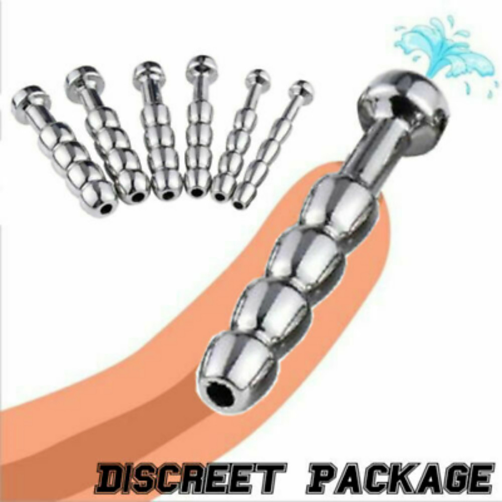 NEW Male Stainless Steel Urethral Through-Hole Dilator Dick Penis Urethral Plug