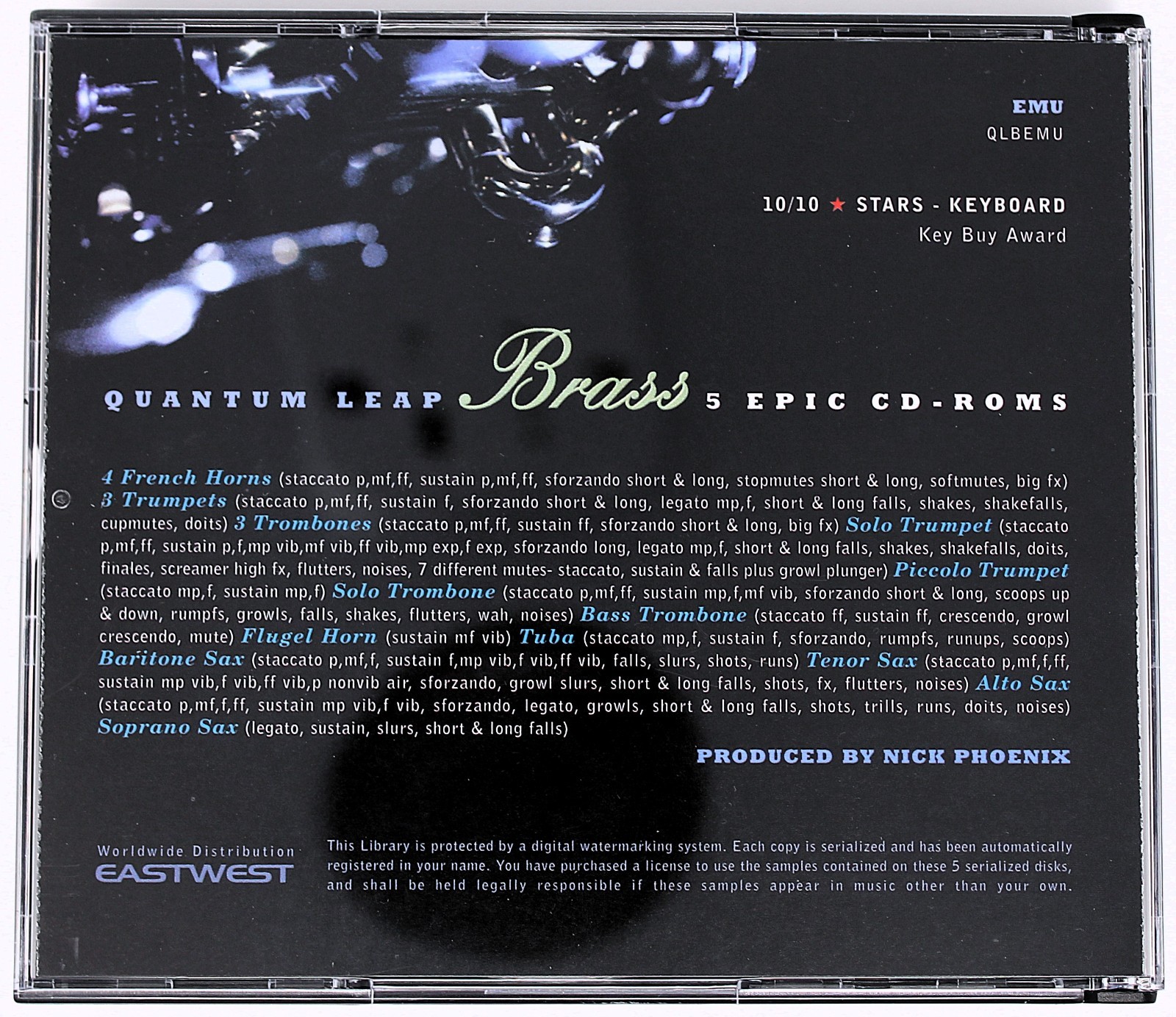 East West Quantum Leap Brass E-MU Format Sample/Sound Library/Sampling 5 CD