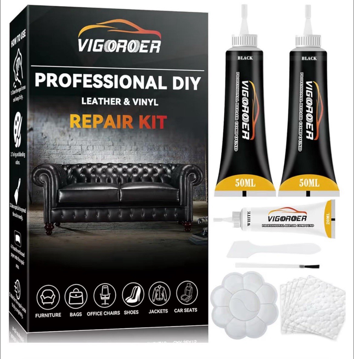 Black Leather Repair Kit for Furniture, Leather Seat Repair Kit for Cars ⭐⭐⭐⭐⭐