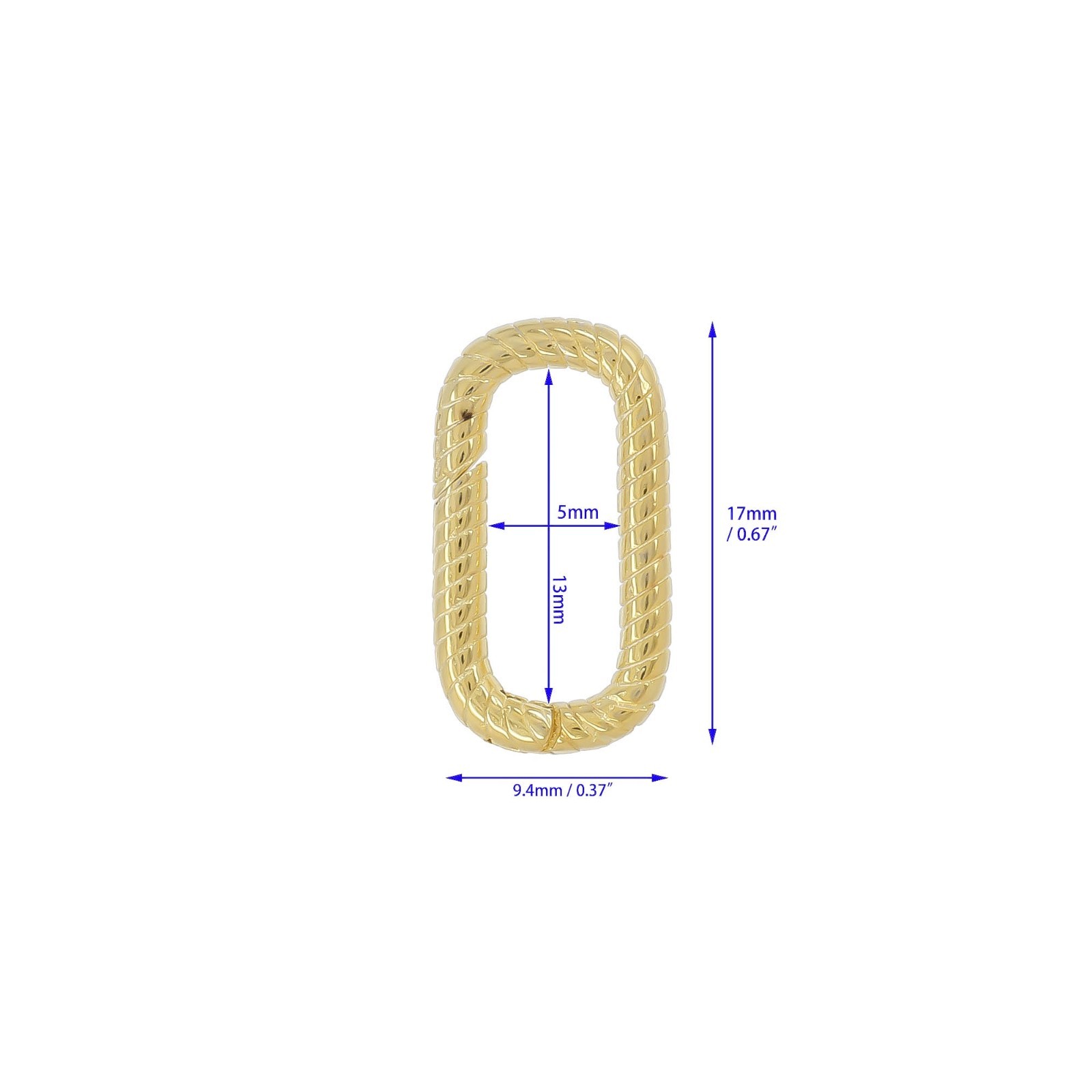 Gold Plated Sterling Silver Rectangle Shortener Enhancer Push Link Clasp #51888