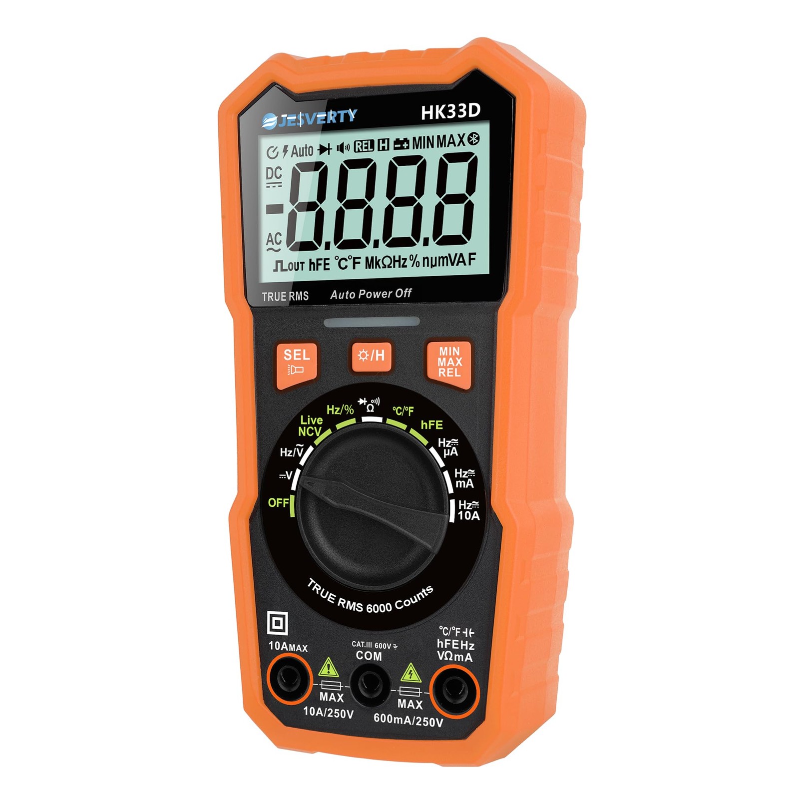 Jesverty 6000 Counts Digital Multimeter Voltmeter Tester 6000 Counts, Orange
