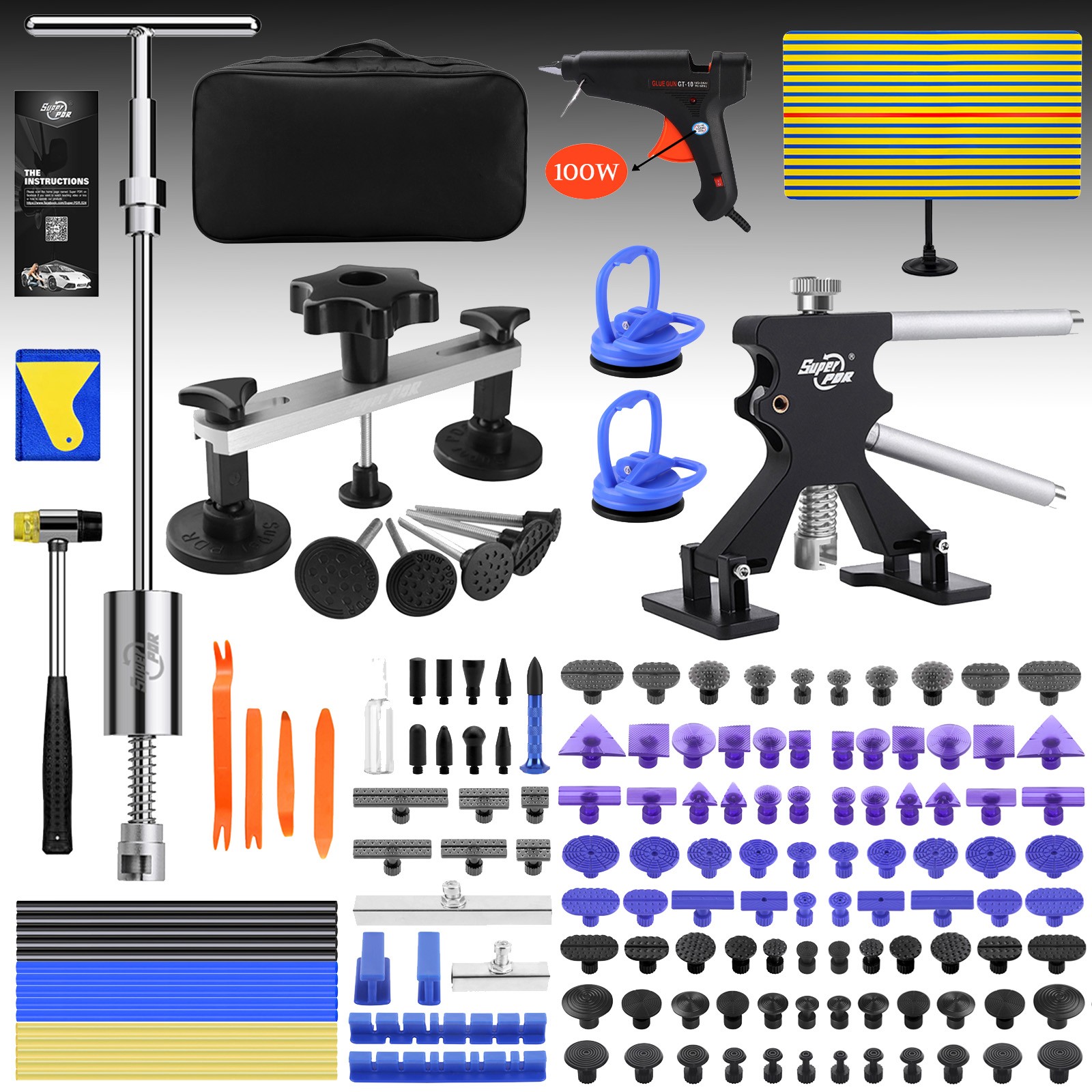 Car Body Slide Hammer Paintless Dent Repair Tool Puller Lifter Hail Removal Kit