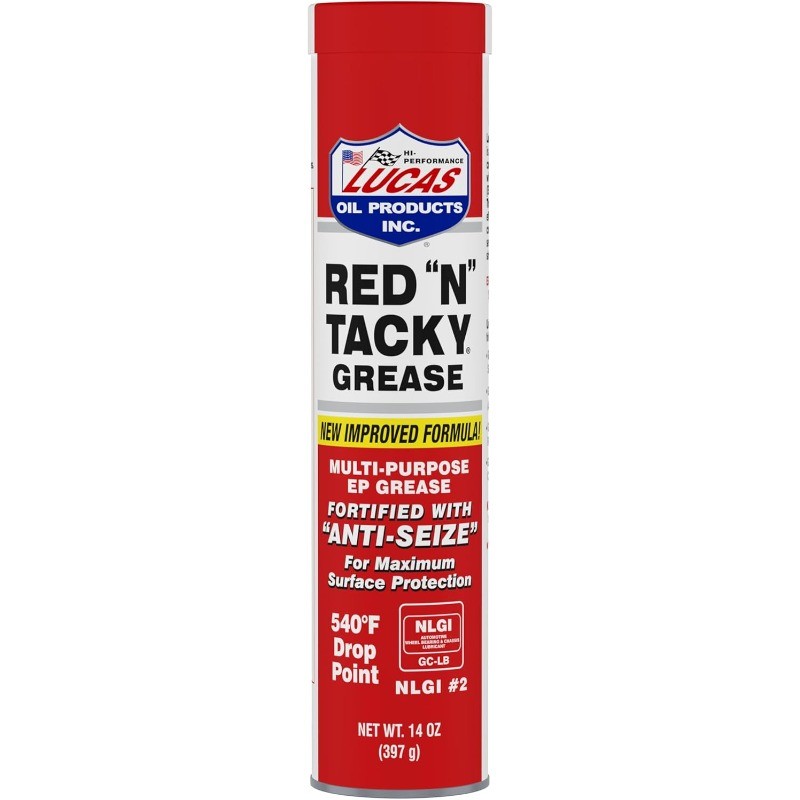Lucas Oil 10005 Red N Tacky Grease - 14 Ounce Cartridge (Pack of 10)