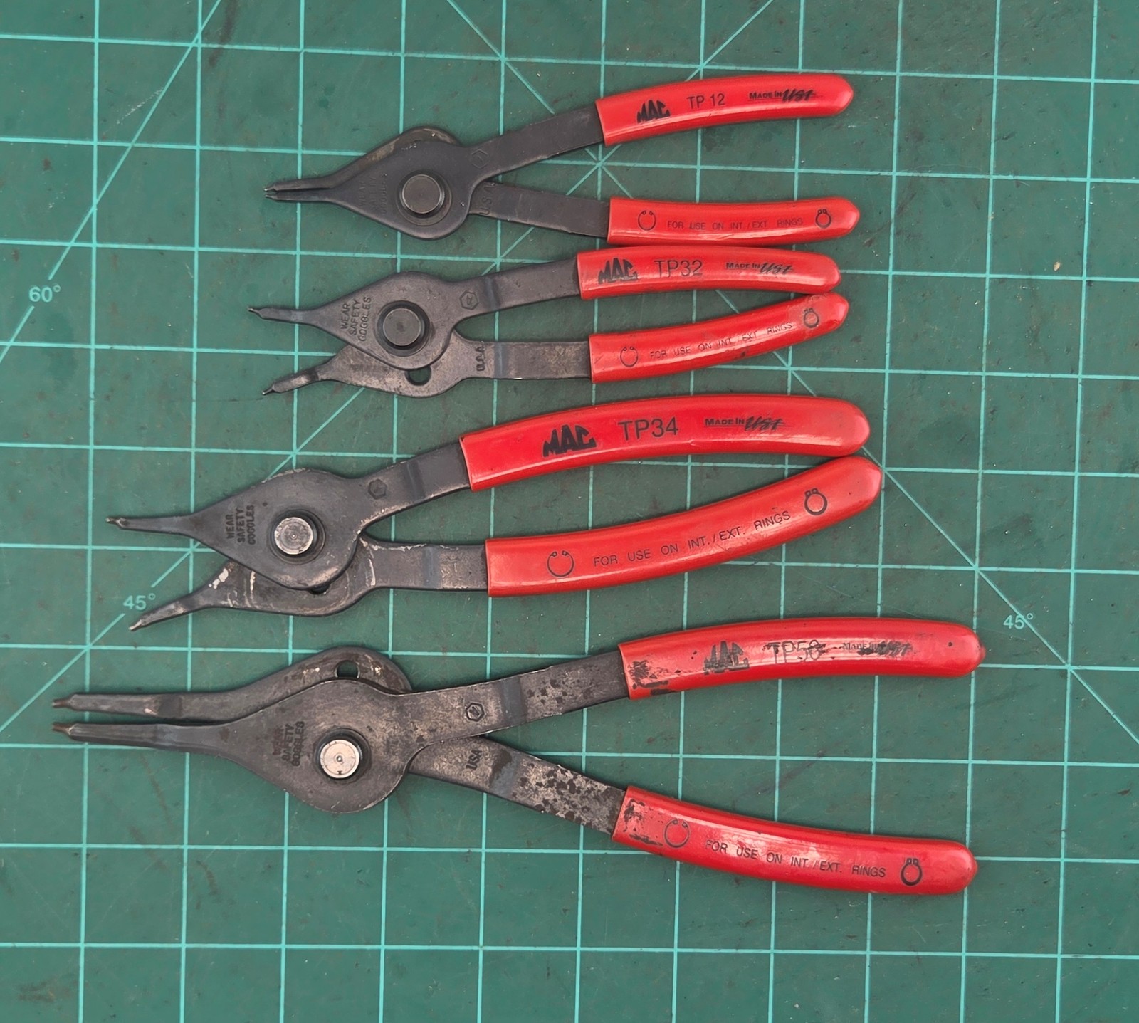 Mac Tools Retaining Snap Ring Pliers Straight Tip Set TP12 TP32 TP34 TP56 Lot