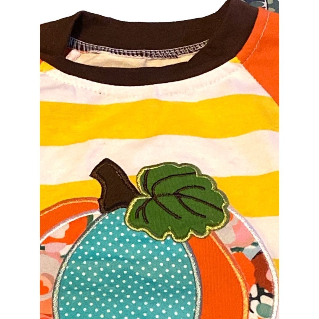 3-6 Months Pumpkin Applique Fall Raglan Shirt Whimsical Holiday