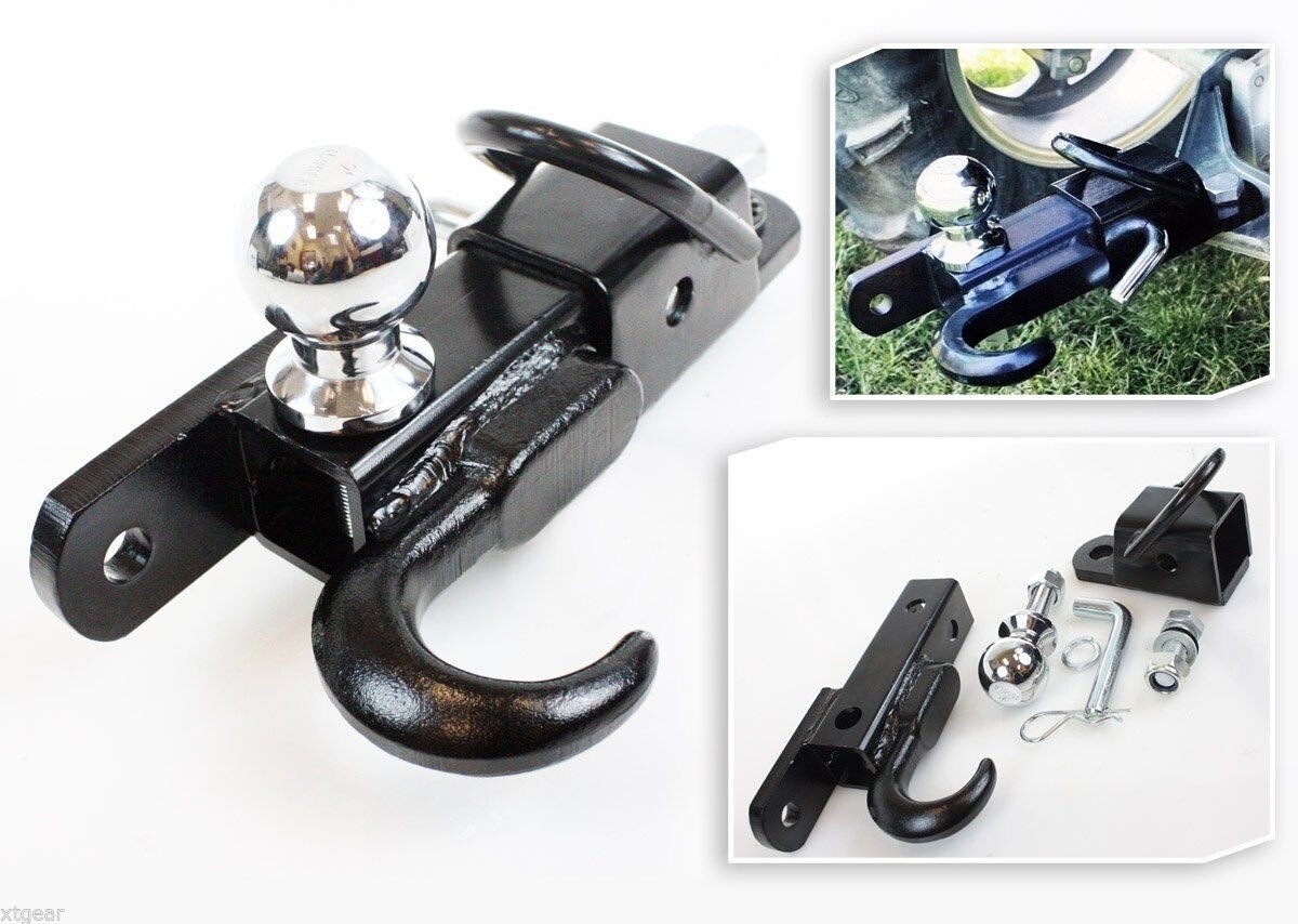 ATV 3-Way Receiver Hitch 2" Hitch Ball Tow Hook Mount Draw Bar Tractor Trailer