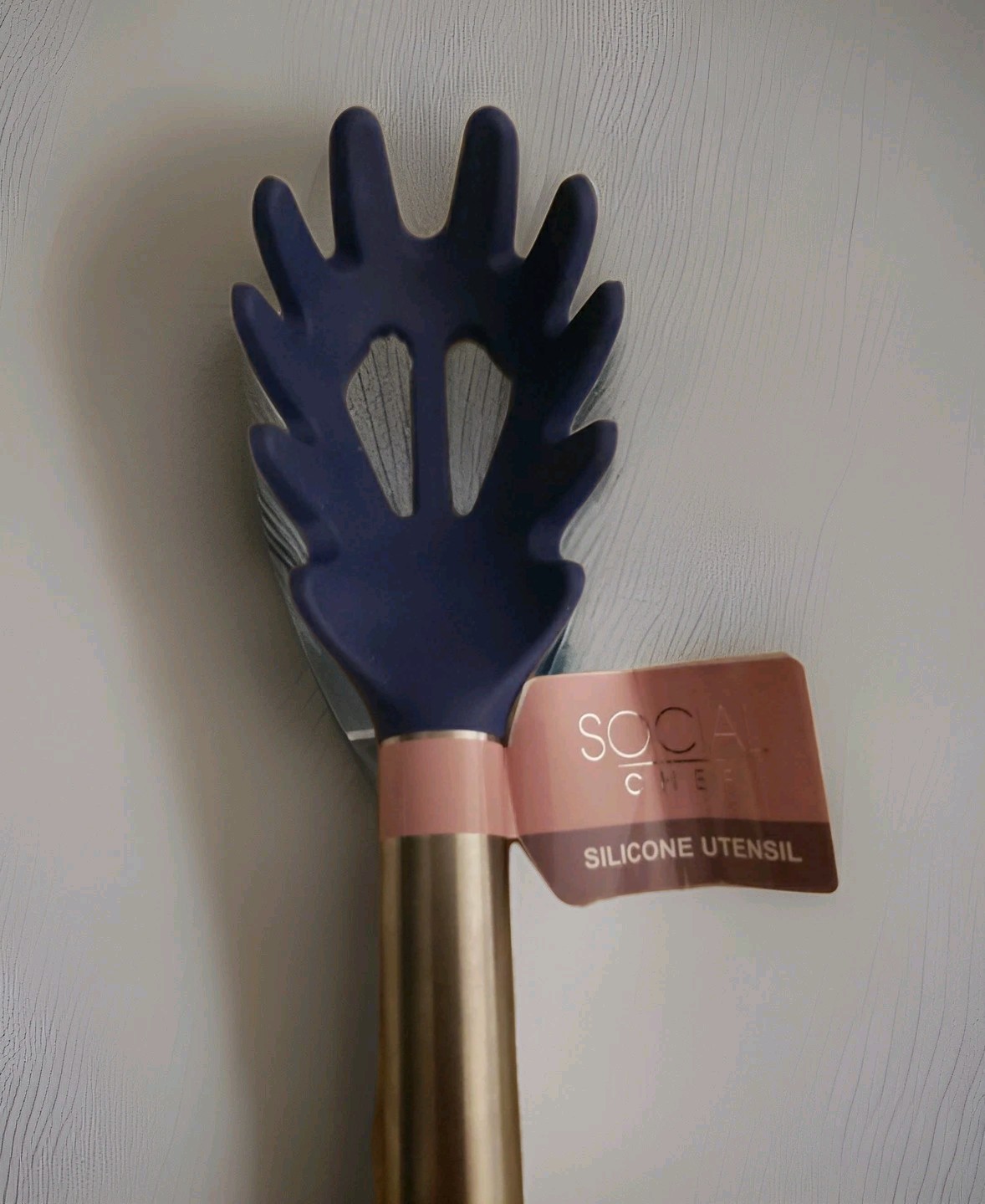 Social Chef Blue Silicone End Fork Utensil Pasta Spaghetti  Stainless Steel NWT!