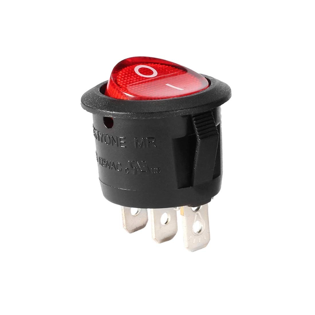 uxcell Red Lamp Backlit On/Off 3 Terminal SPST 2 Position I/O Mini Round 5