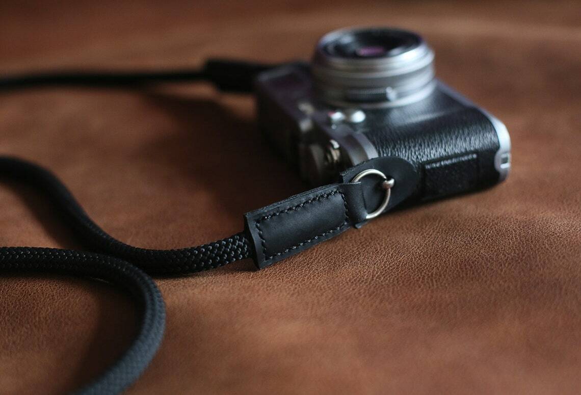 8mm black climbing rope handmade camera neck strap