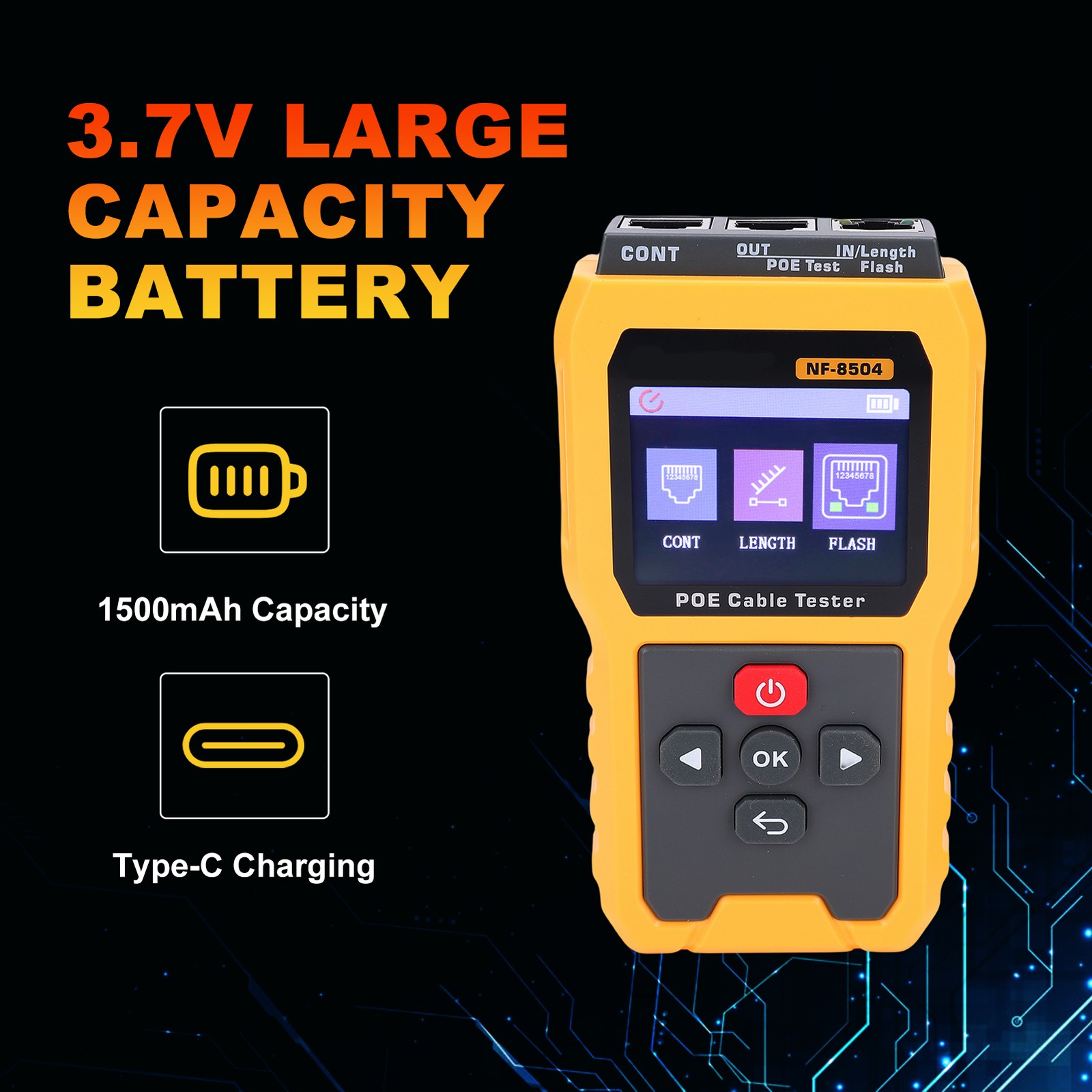 Ethernet Cable Tester CAT6 Port Flash LAN Cable Tester For Installation