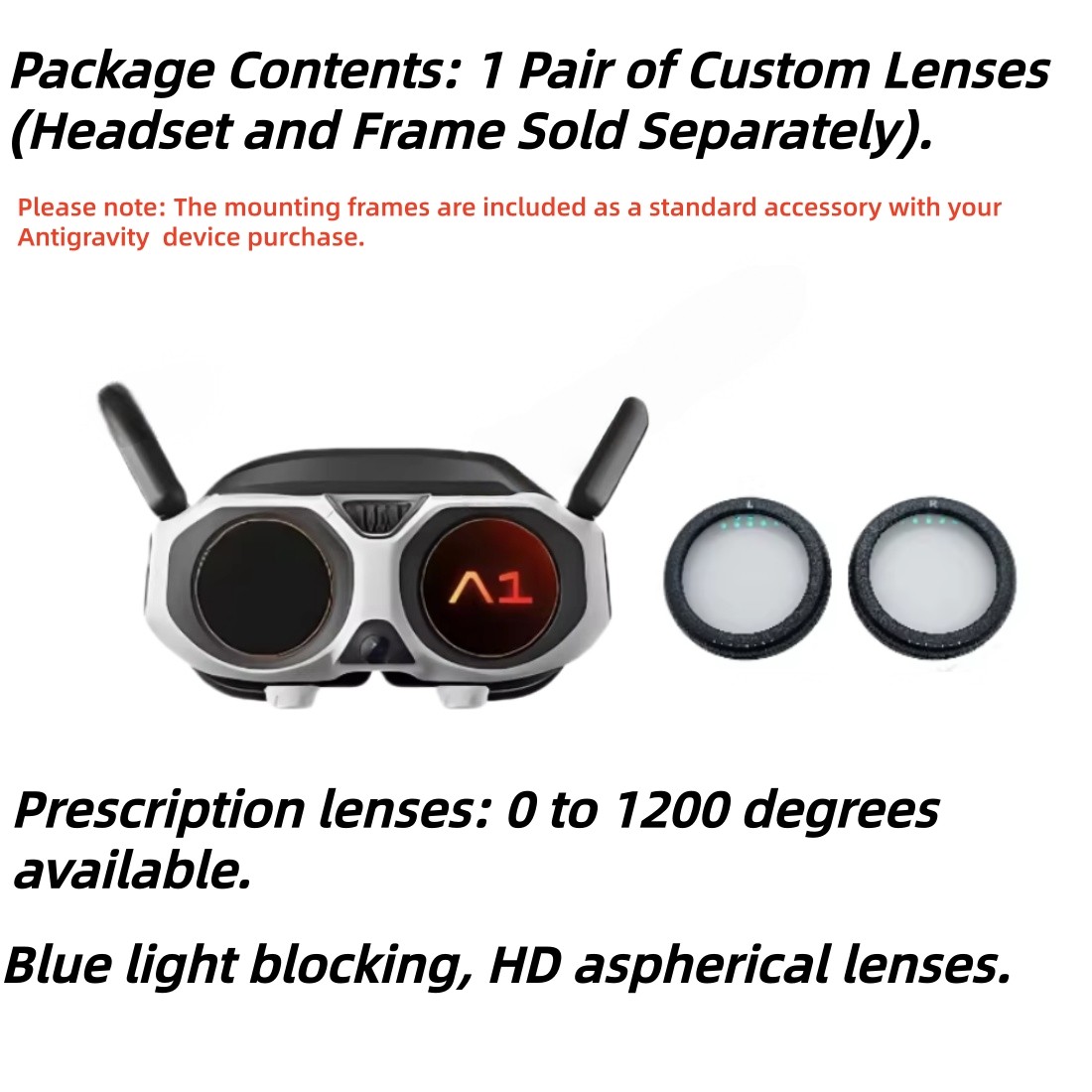 Prescription Inserts for Antigravity A1 - Customized Myopia/Astigmatism Lens