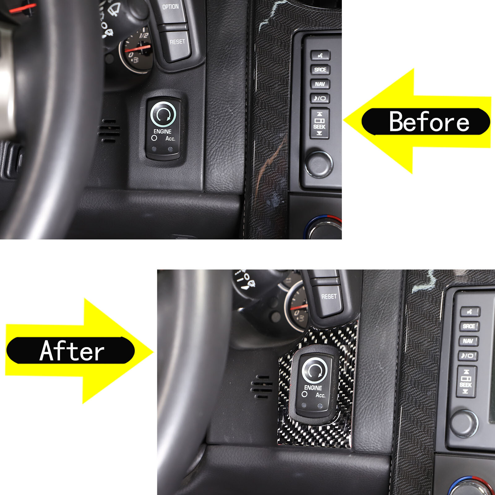 For Corvette C6 2005-2013 Carbon Fiber Engine Start Button Interior Trim Sticker