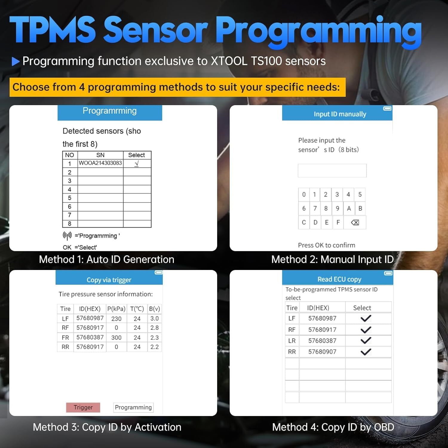 XTOOL TP150 TPMS Programmer Sensor Relearn Activate Tire Pressure Light Reset