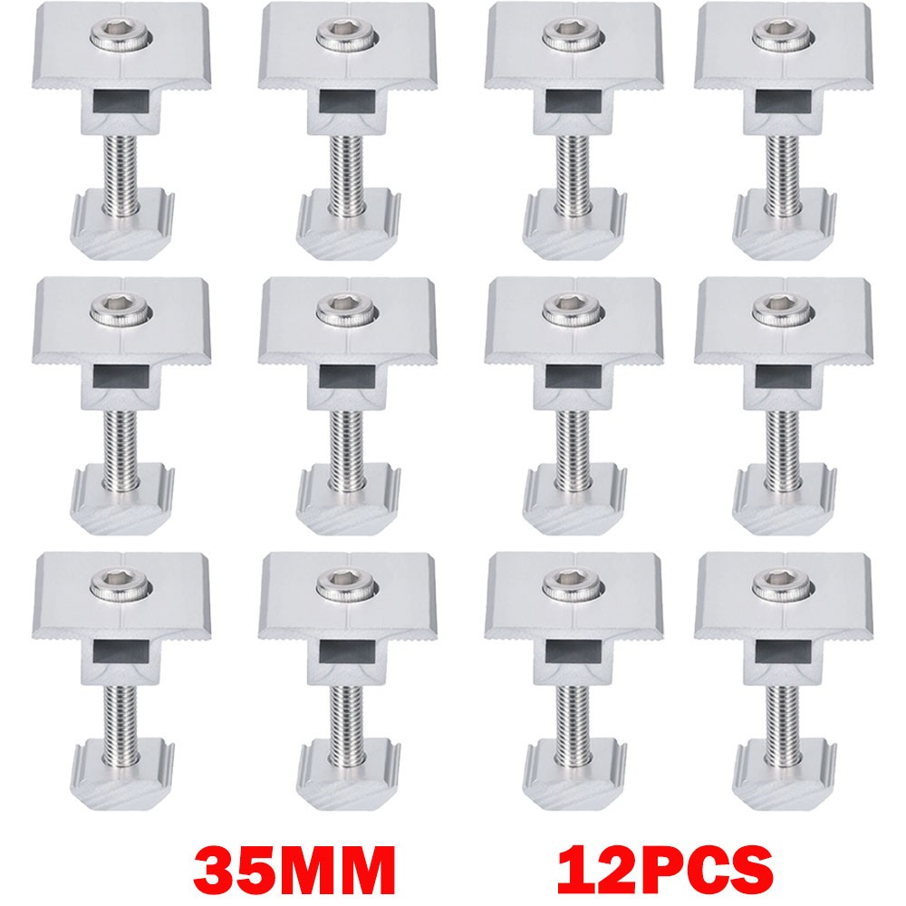 12Pcs Solar Panel Middle Clamp 35mm Aluminium Solar Panel Mount Mid Clip US