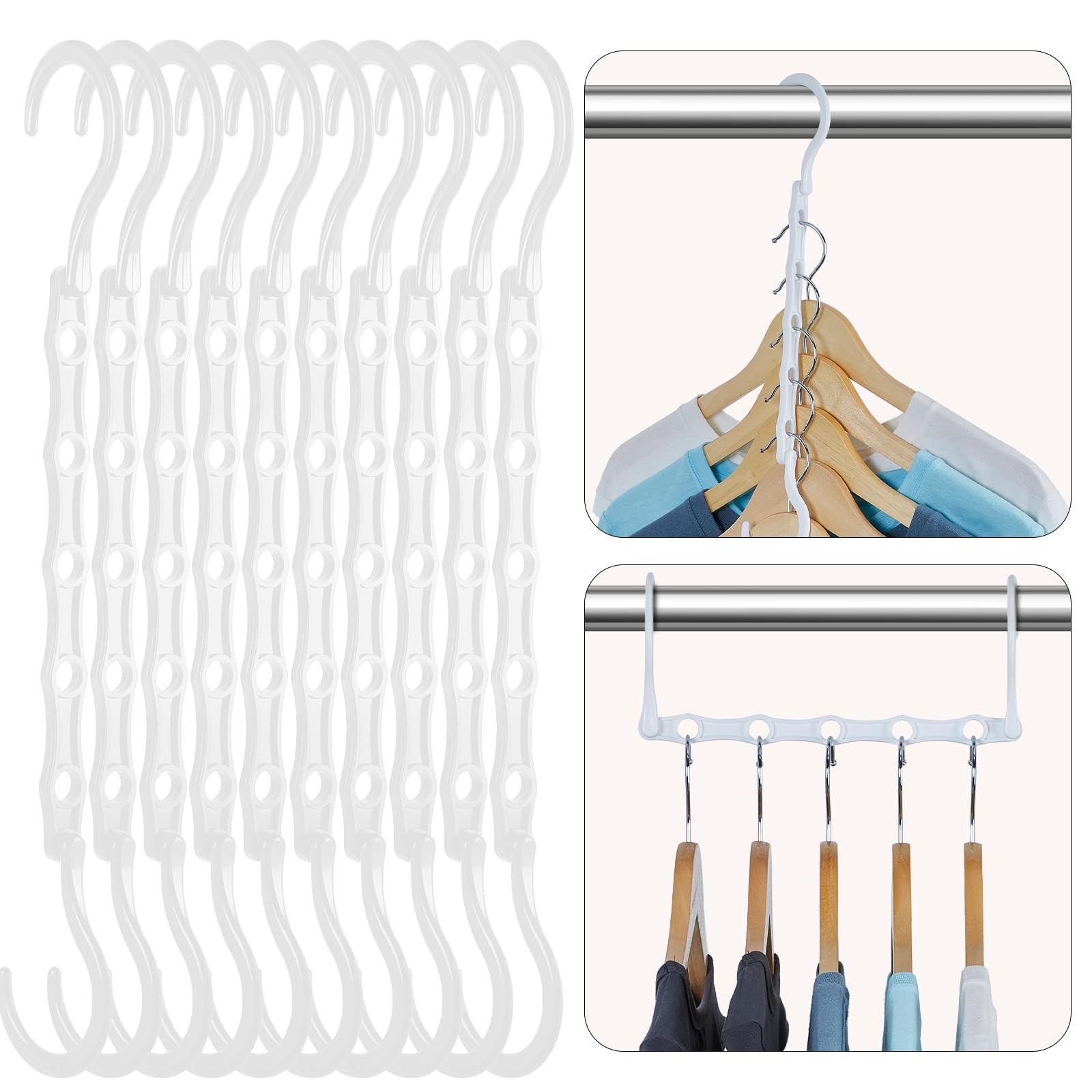 White Magic Hangers 20 Pack Space Saving Plastic Sturdy Closet Organizer Slot