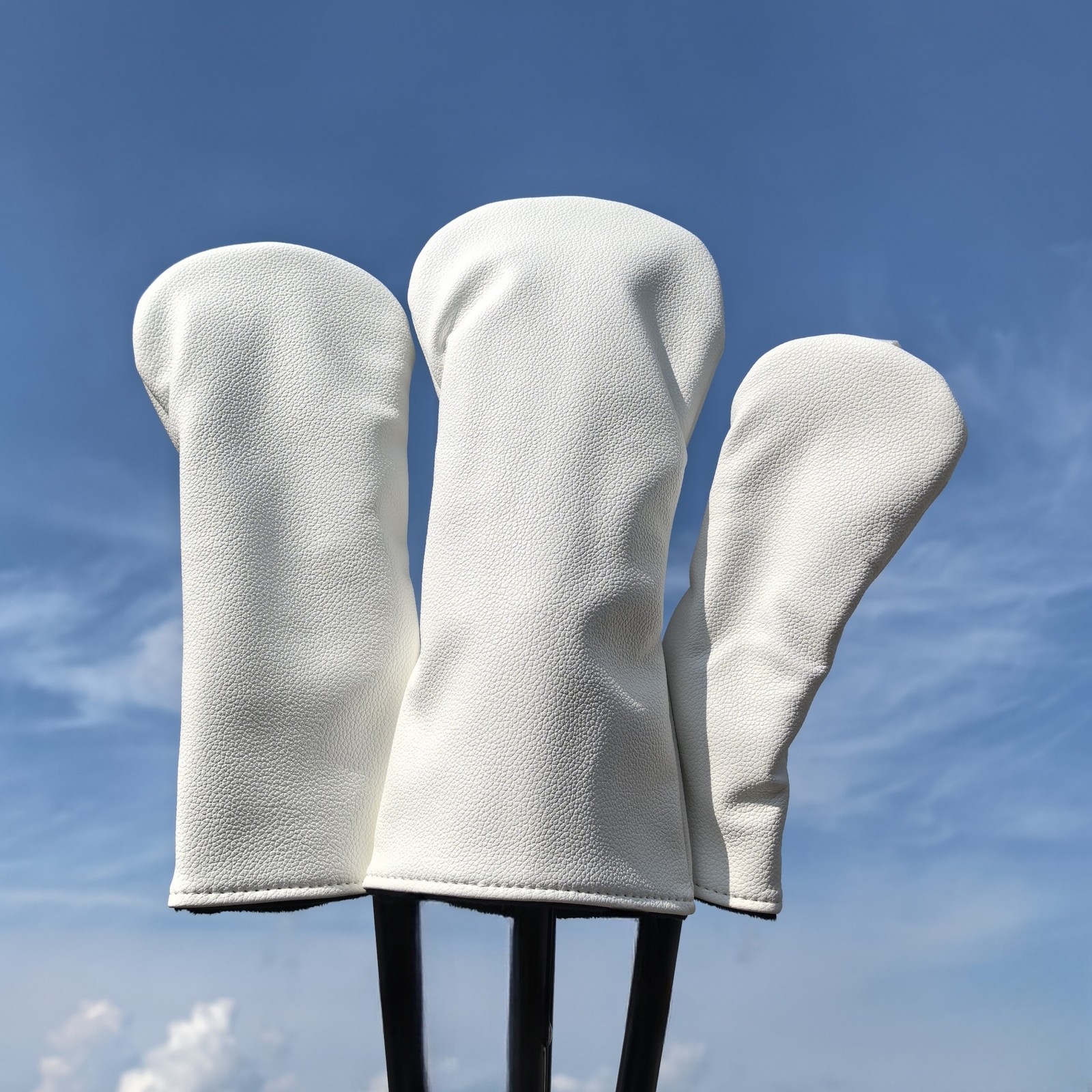 Minimalist Pure White Golf Club Head PU Covers Driver Woods Hybrid UT Head Cover