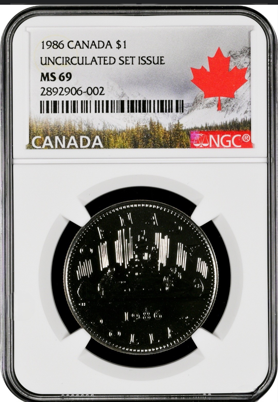 1986 Canada $1 Voyageur Dollar Uncirculated Set Issue NGC MS69