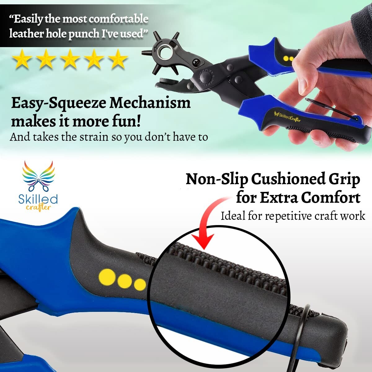Premium Leather Hole Puncher Kit with Bonus Ruler - Neat & Versatile Crafting